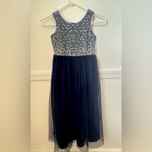 Girls gown by speechless in blue, embellished beaded top, tulle skirt sale l